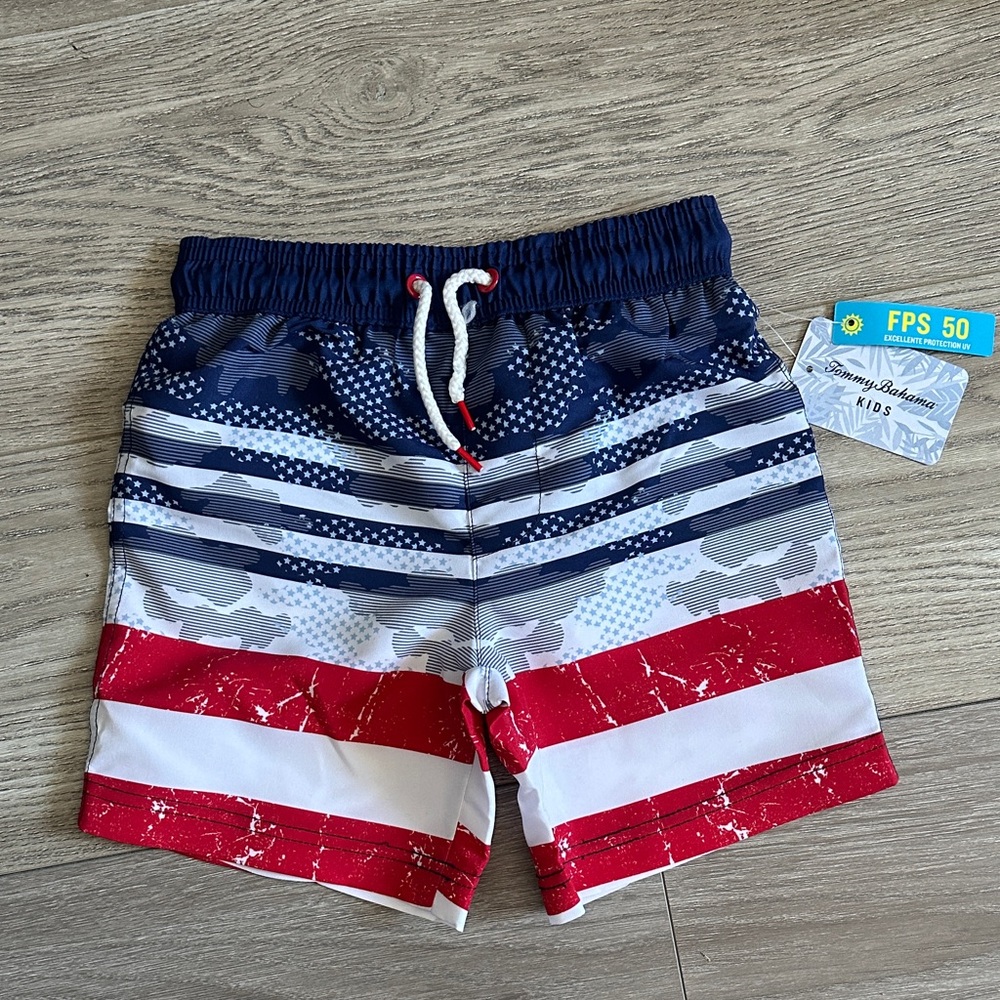 Tommy Bahama Kids Camo Striped Shorts - Blue, Gray, Red